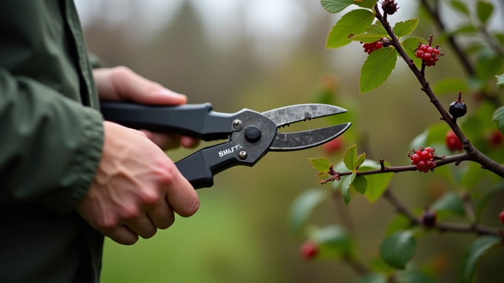 Gardener pruning primforde bush in early spring